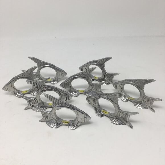 Fish Metal Napkin Rings Set of 8 - Picture 1 of 6